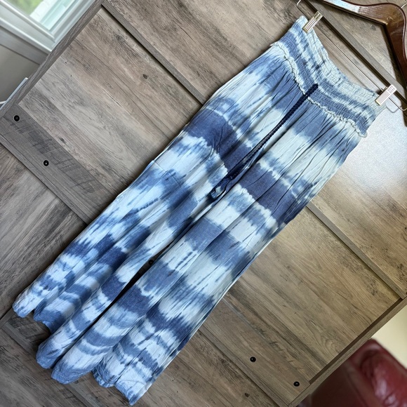 Surf Gypsy Blue & White Flowy Wide Leg Tie-Dye Palazzo Pants Women's M - Picture 4 of 9